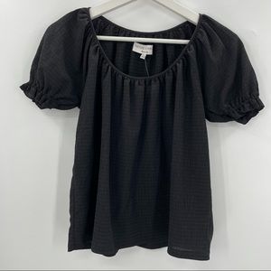 NWT Madewell Top Waffle Texture & Thread Top Black Size XXS